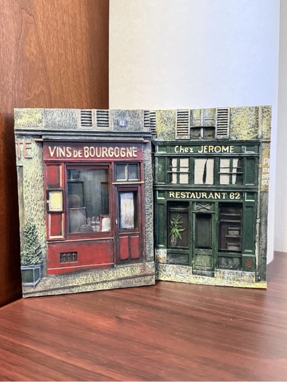 Vintage Chui Tak Hak Wall Plaques Lot /Set Of 2 French Street Wall Art, Restaura